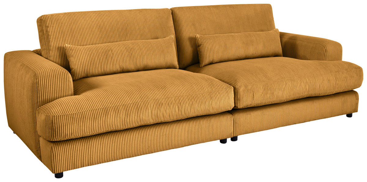 MEGASOFA Cord Senfgelb  - Senfgelb/Schwarz, MODERN, Kunststoff/Textil (260/85/112cm) - Lomoco