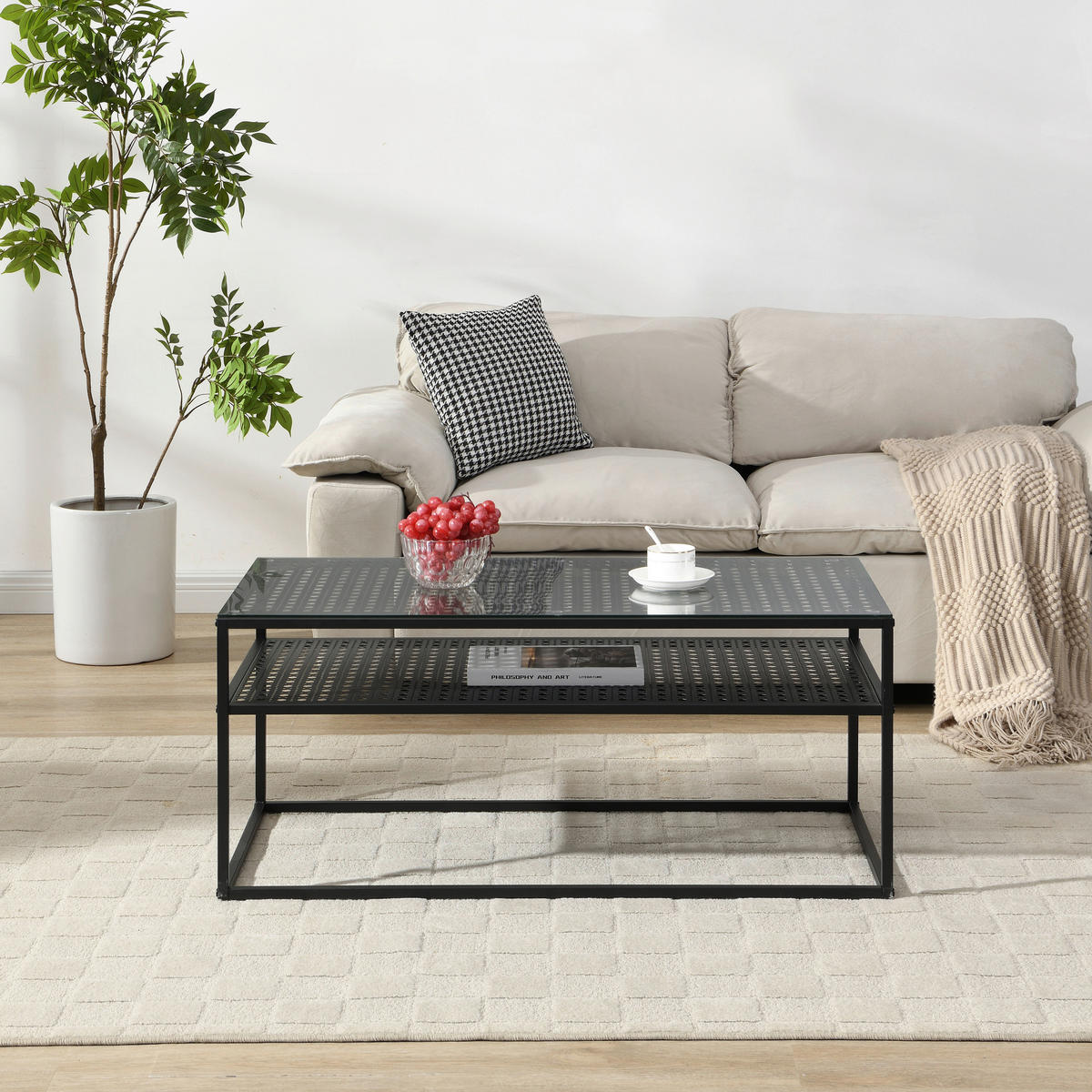 DOHÁNYZÓASZTAL üveg 100/50/45 cm   - fekete, Design, üveg/fém (100/50/45cm) - MID.YOU