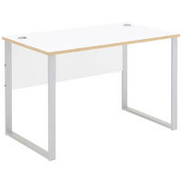 SCHREIBTISCH  in Silberfarben, Weiss, Eiche Artisan  - Weiss/Silberfarben, Konventionell, Holzwerkstoff/Metall (120/77/73cm) - MID.YOU