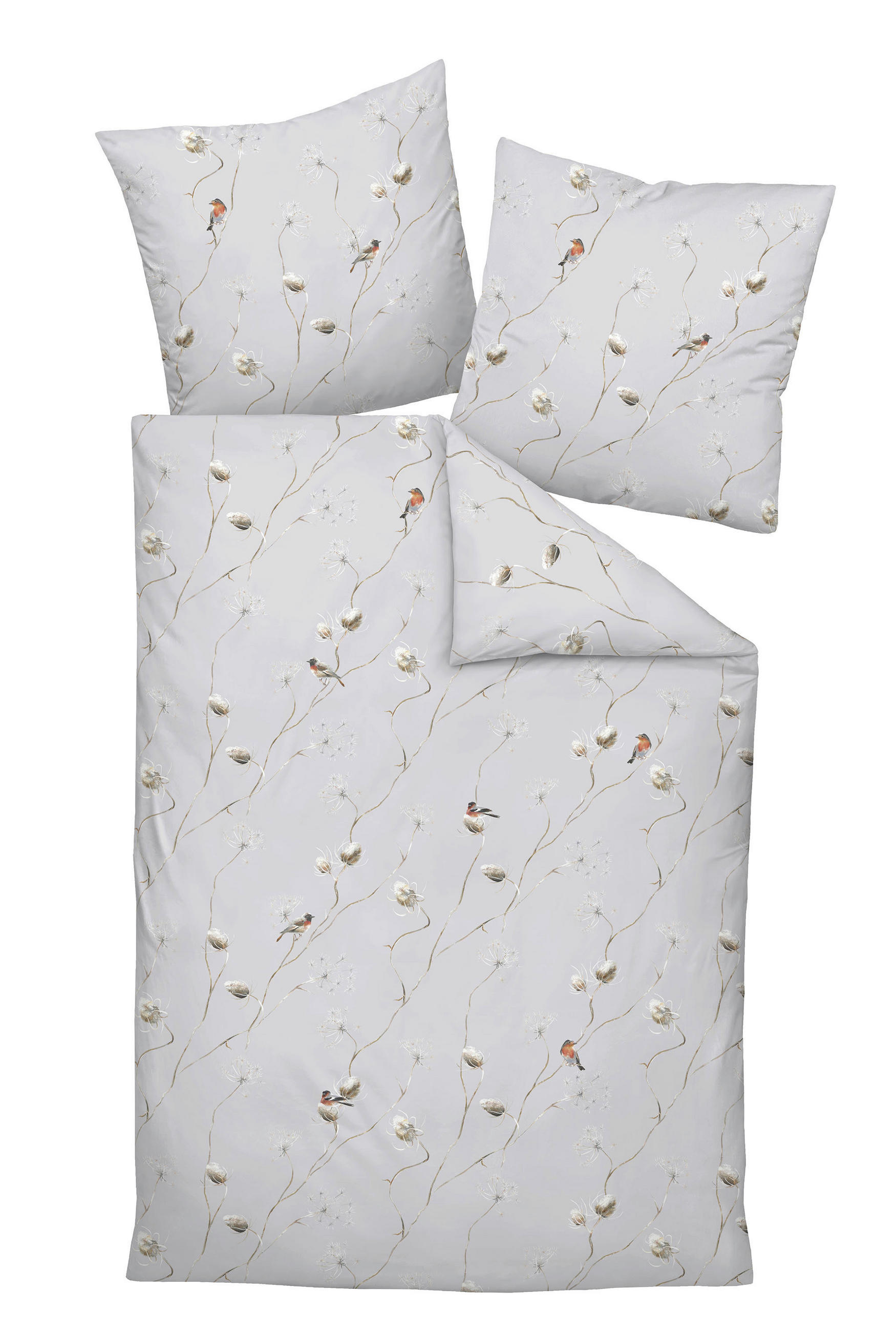 POSTELJNINA MILANO 135/200 cm mako saten siva, srebrne barve, bež, modrosiva  - srebrne barve/siva, Konvencionalno, tekstil (135/200cm) - Janine