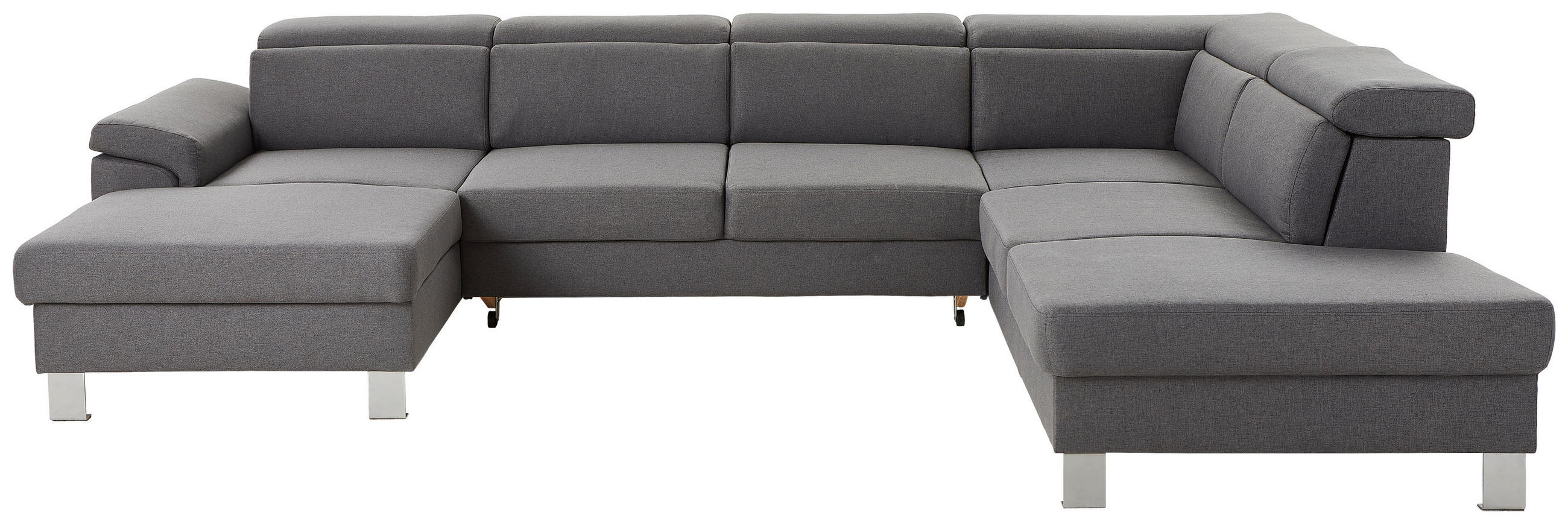 WOHNLANDSCHAFT inkl.Funktionen Dunkelgrau Webstoff  - Dunkelgrau/Silberfarben, Design, Textil/Metall (168/320/226cm) - Xora