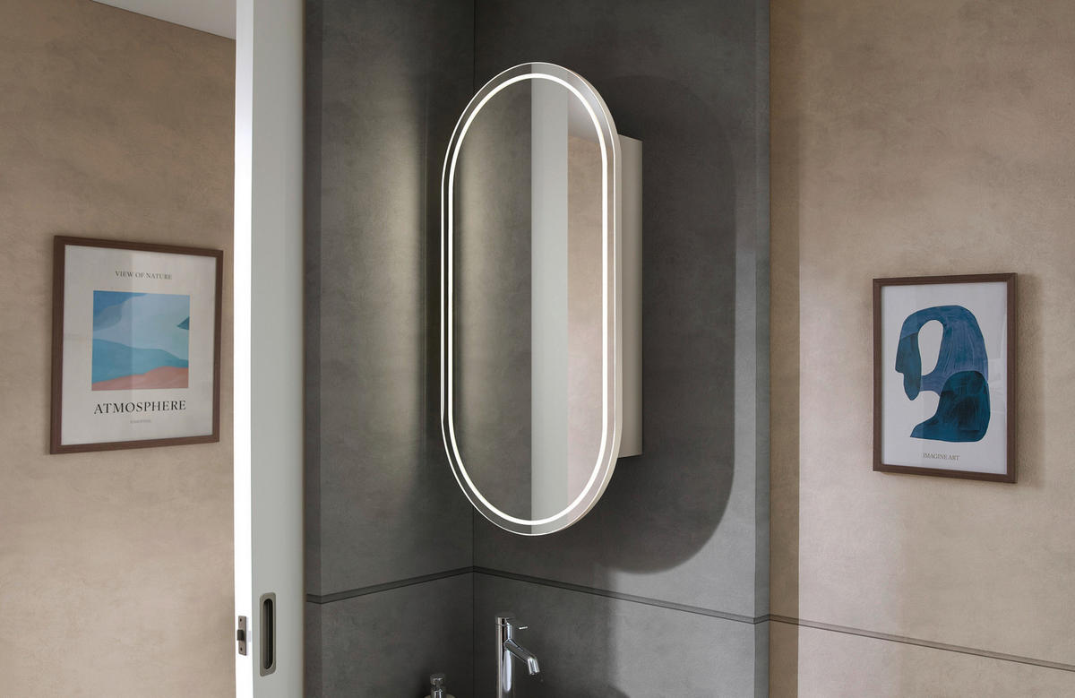 SPIEGELSCHRANK 45,1/90,1/14,5 cm  - Kaschmir, Natur, Glas/Holzwerkstoff (45,1/90,1/14,5cm) - Sadena