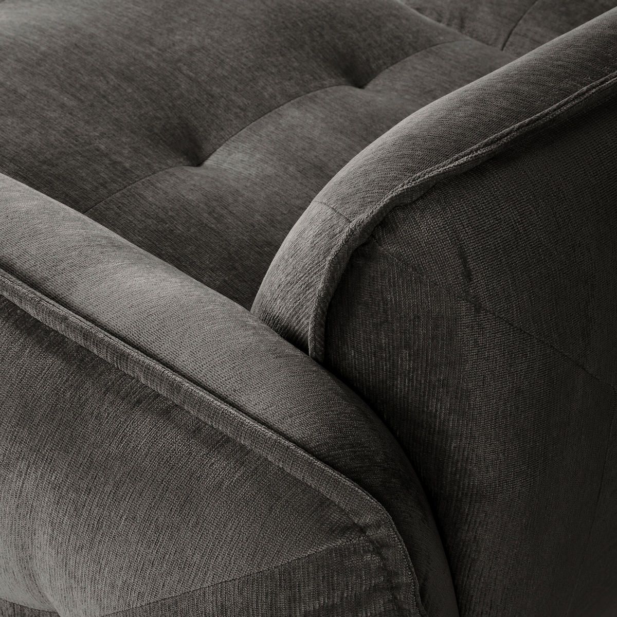 ECKSOFA in Chenille Anthrazit  - Anthrazit/Schwarz, Modern, Kunststoff/Textil (269/184cm) - Trendmanufaktur