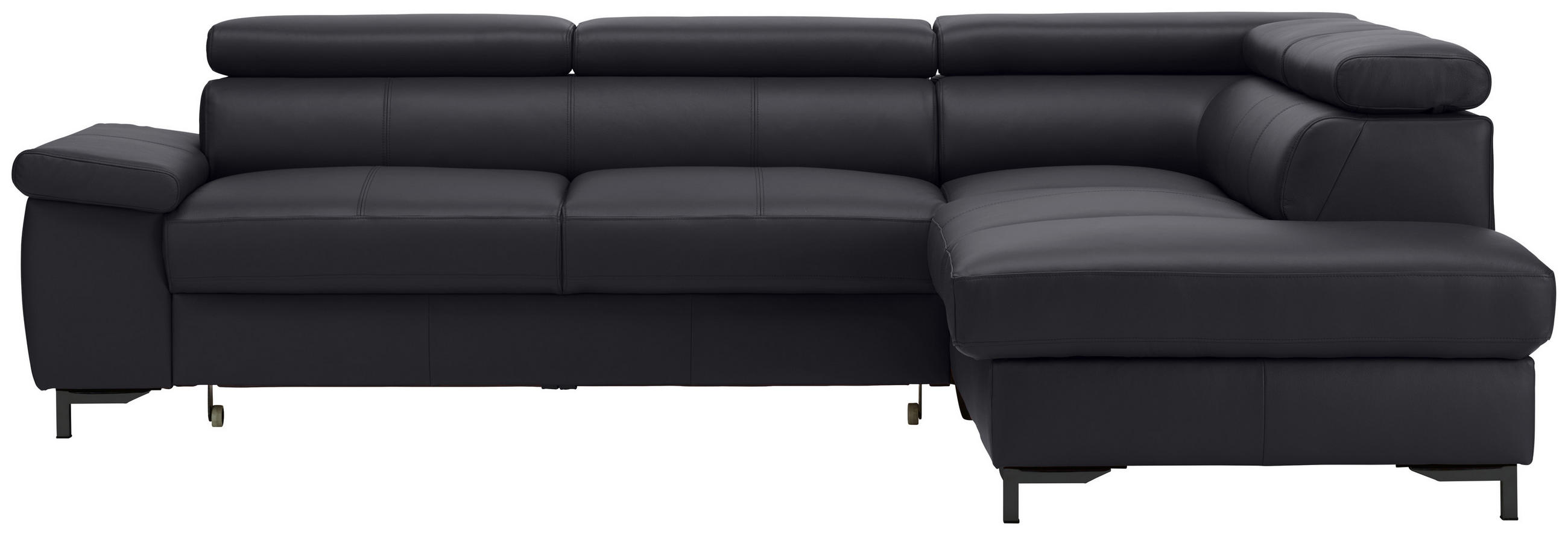 ECKSOFA Echtleder Schwarz  - Schwarz, Design, Leder/Metall (268/213cm) - Stylife
