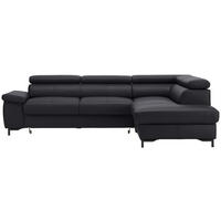 ECKSOFA Echtleder Schwarz  - Schwarz, Design, Leder/Metall (268/213cm) - Stylife