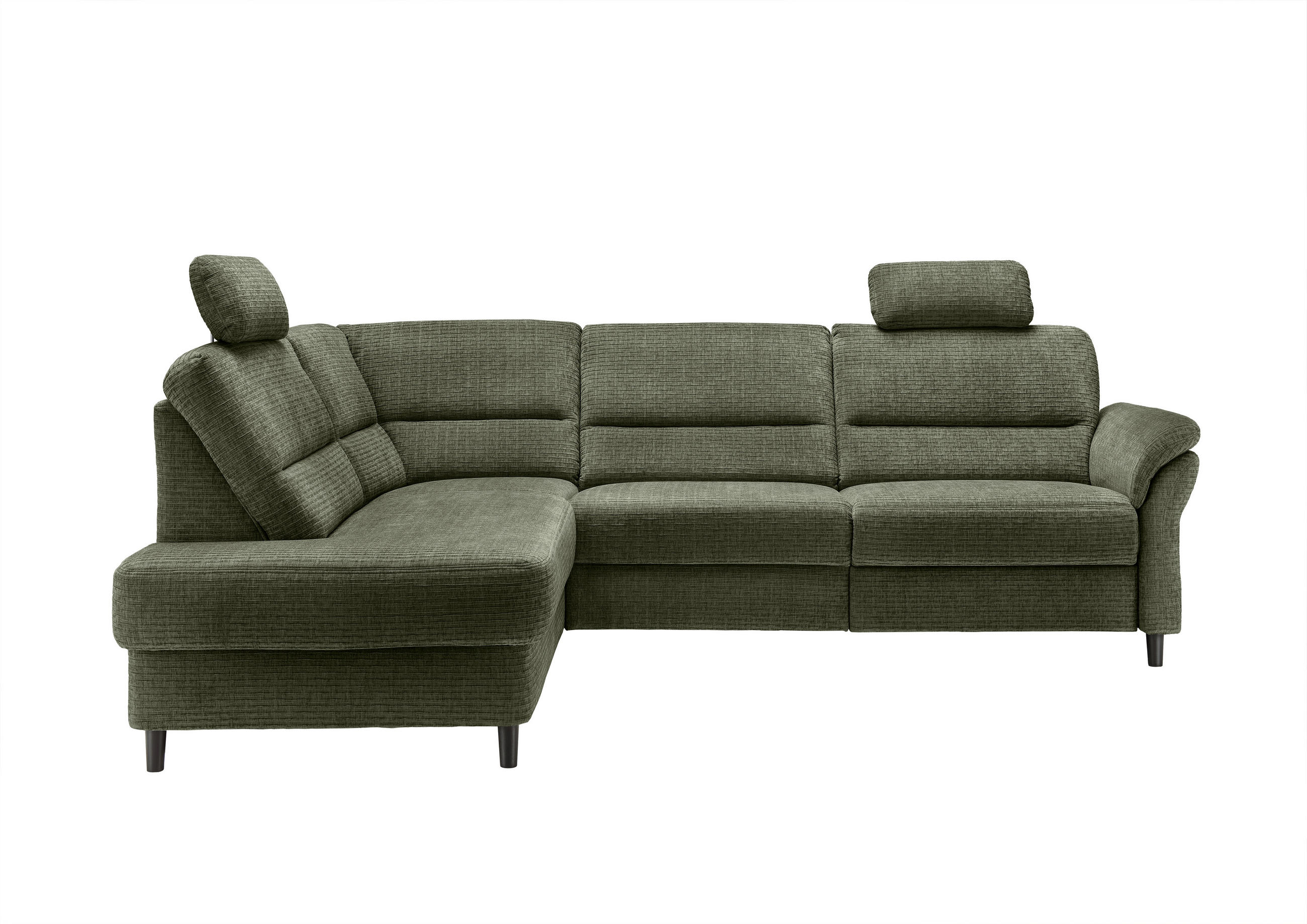 ECKSOFA in Mikrofaser Olivgrün  - Schwarz/Olivgrün, Modern, Holz/Textil (190/266cm) - Livetastic
