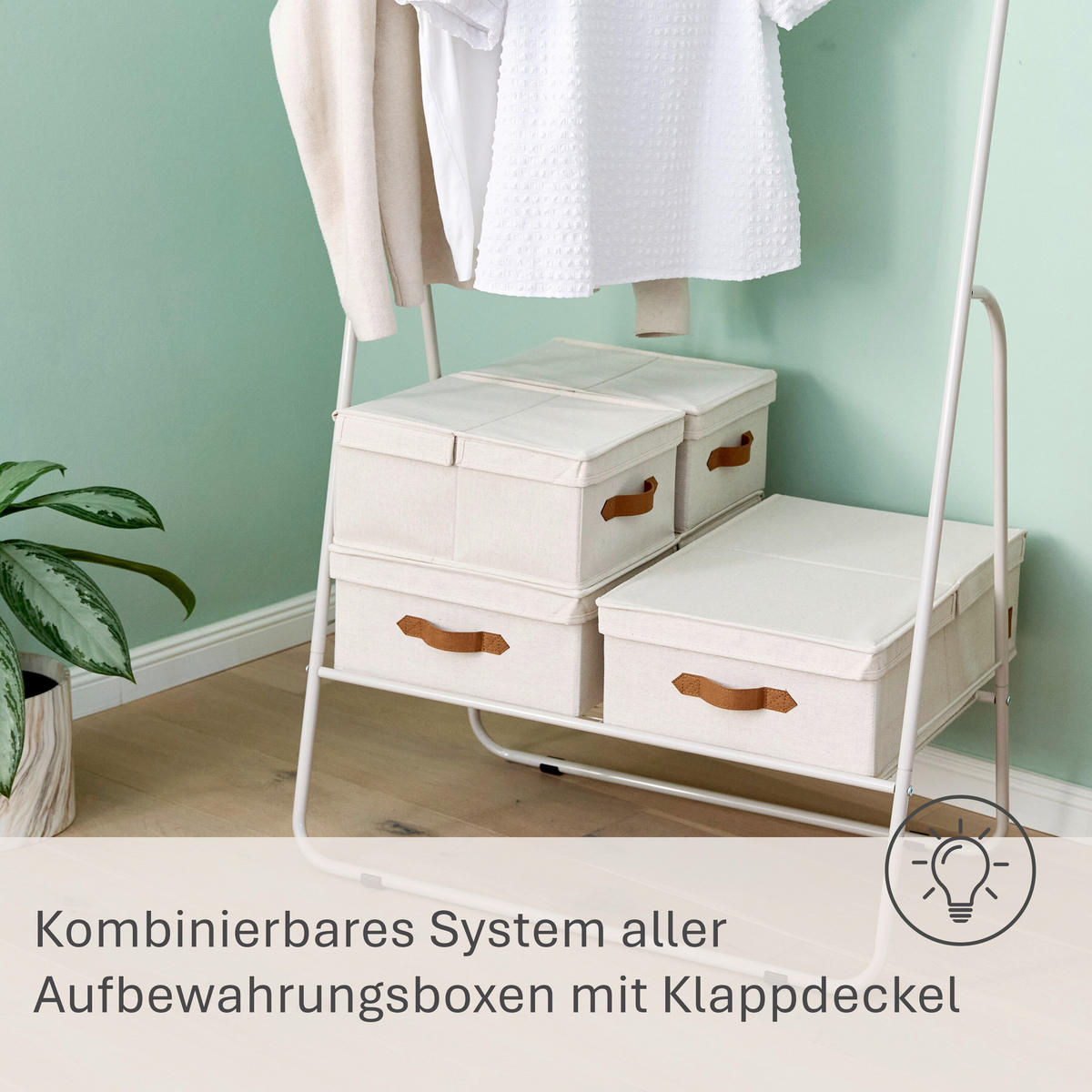 AUFBEWAHRUNGSBOXEN-SET Premium  - Beige, Basics, Textil (50/33/16cm) - Store It
