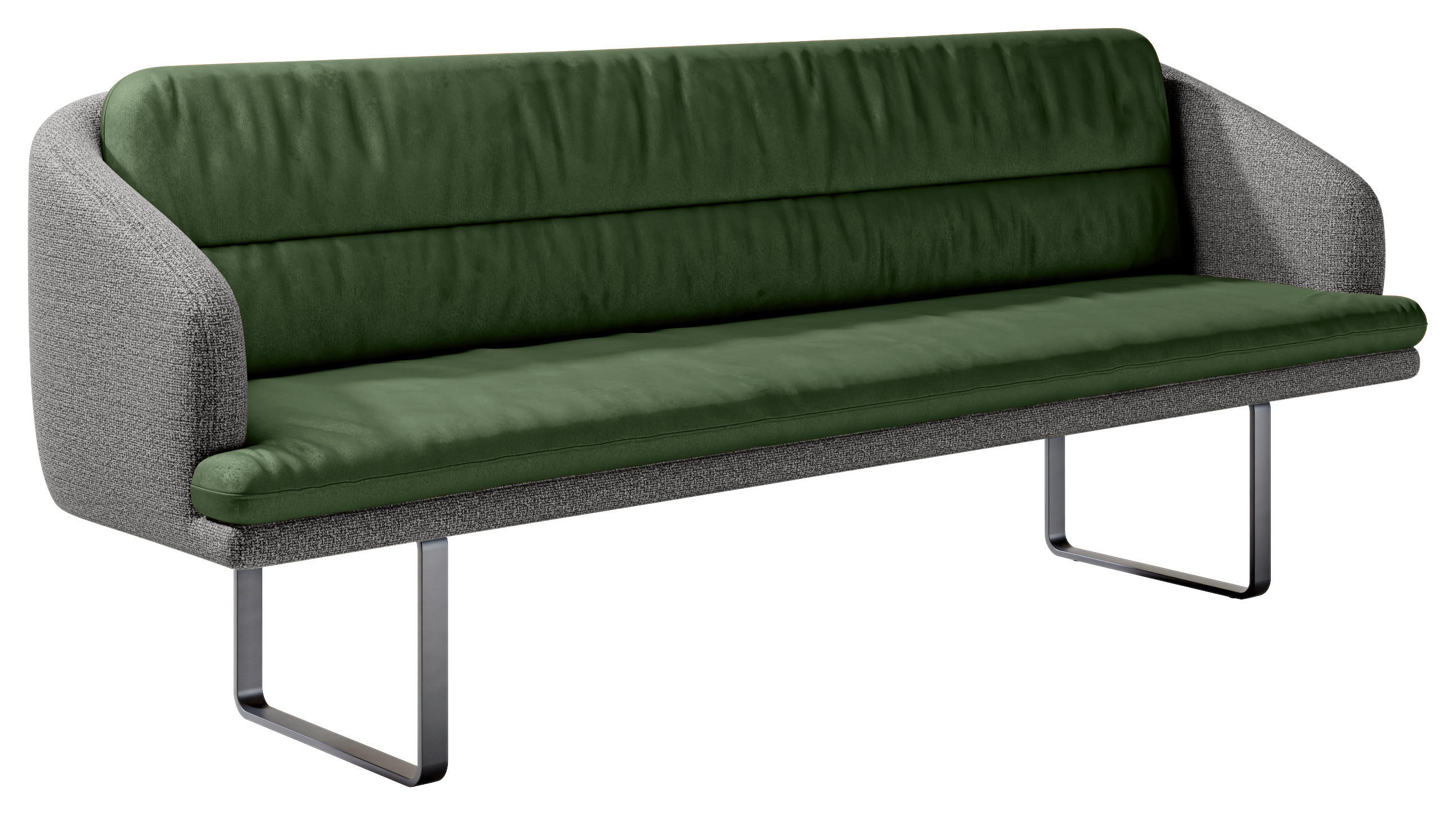 SITZBANK Textil Anthrazit, Grün  - Anthrazit/Schwarz, Design, Textil/Metall (255/89/68cm) - Dieter Knoll