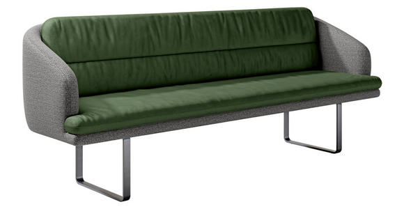 SITZBANK 255/89/68 cm Velours, Flachgewebe Anthrazit, Grün Metall  - Anthrazit/Schwarz, Design, Textil/Metall (255/89/68cm) - Dieter Knoll