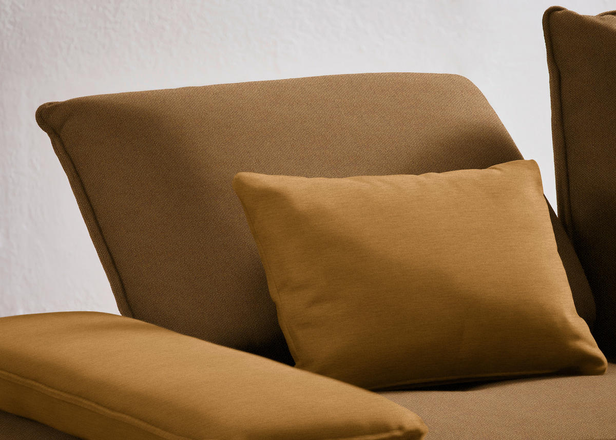 ECKSOFA in Flachgewebe Dunkelgelb  - Dunkelgelb/Schwarz, Design, Textil/Metall (250/310cm) - Moderano