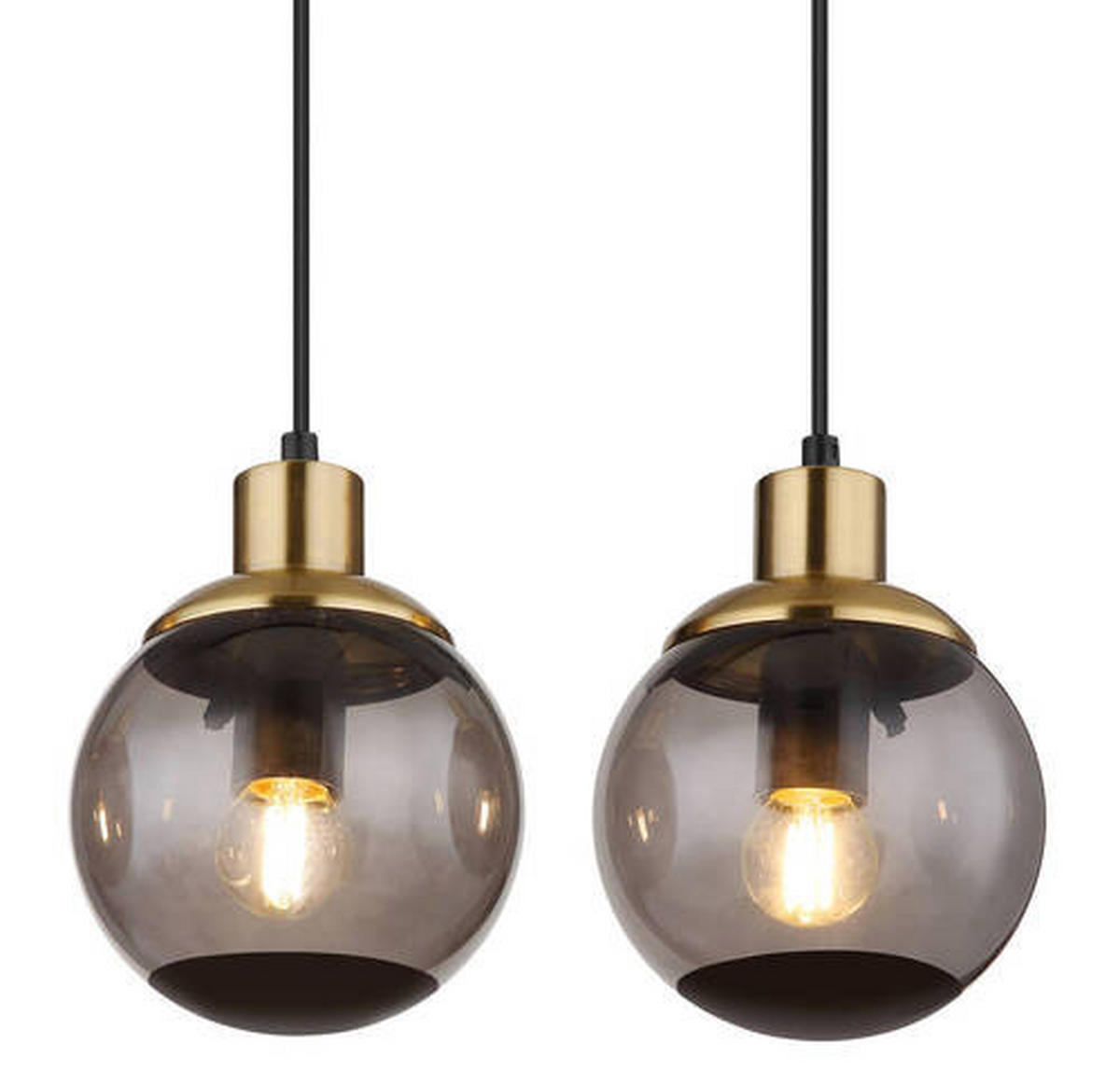 HÄNGLAMPA 75/15/110 cm  - mässingsfärgad/svart, Design, metall/glas (75/15/110cm) - Globo
