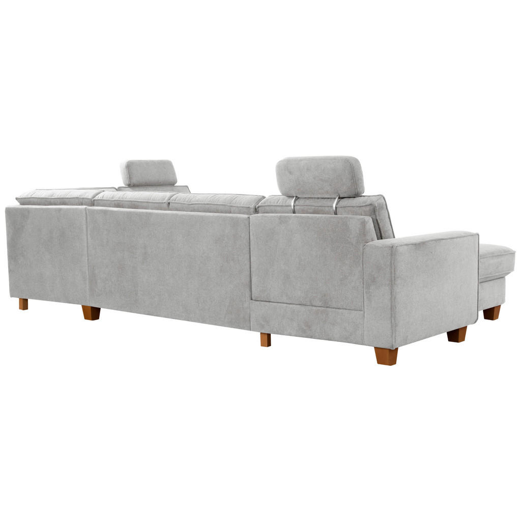 Thumbnail - Sit & More Wohnlandschaft, Silber, Textil, Buche, massiv, 7-Sitzer, Ottomane rechts, U-Form, 309x213 cm, Goldenes M, DGM...