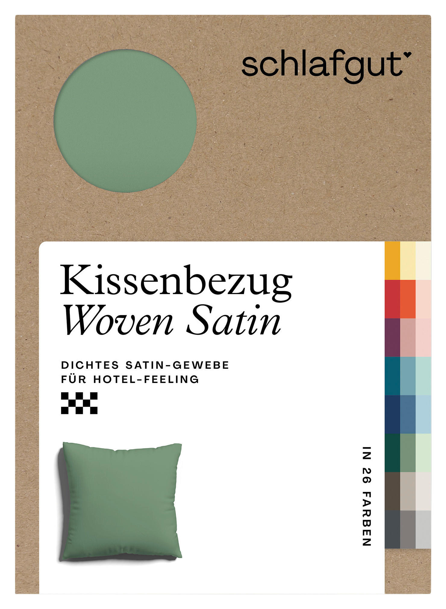 KISSENHÜLLE WOVEN SATIN 40/40 cm  - Grün, Basics, Textil (40/40cm) - Schlafgut