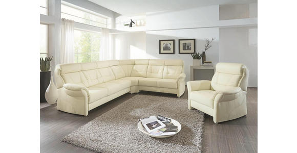 WOHNLANDSCHAFT in Leder Weiß - Alufarben/Weiß, KONVENTIONELL, Leder/Metall (298/245cm) - Cantus