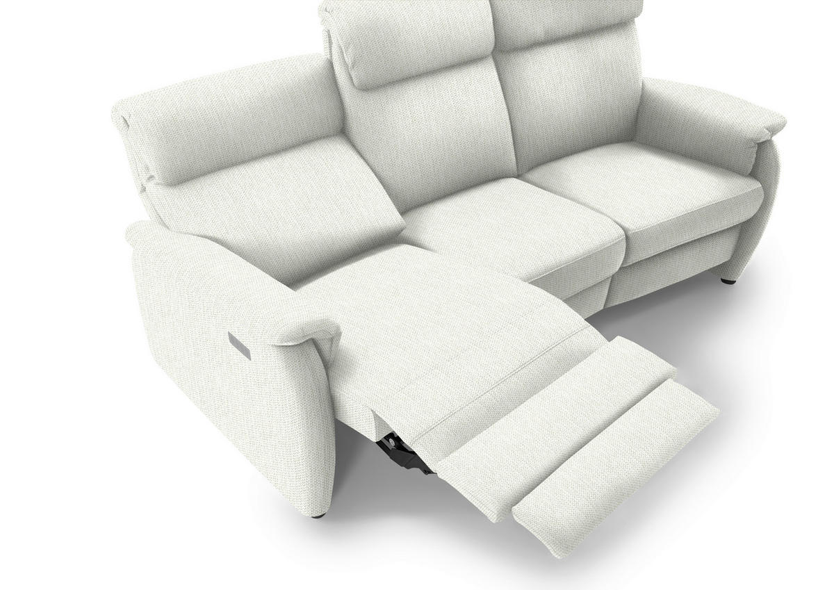 TRAPEZSOFA in Flachgewebe Weiss  - Weiss/Schwarz, Konventionell, Textil/Metall (219/107/97cm) - Pure Home Comfort