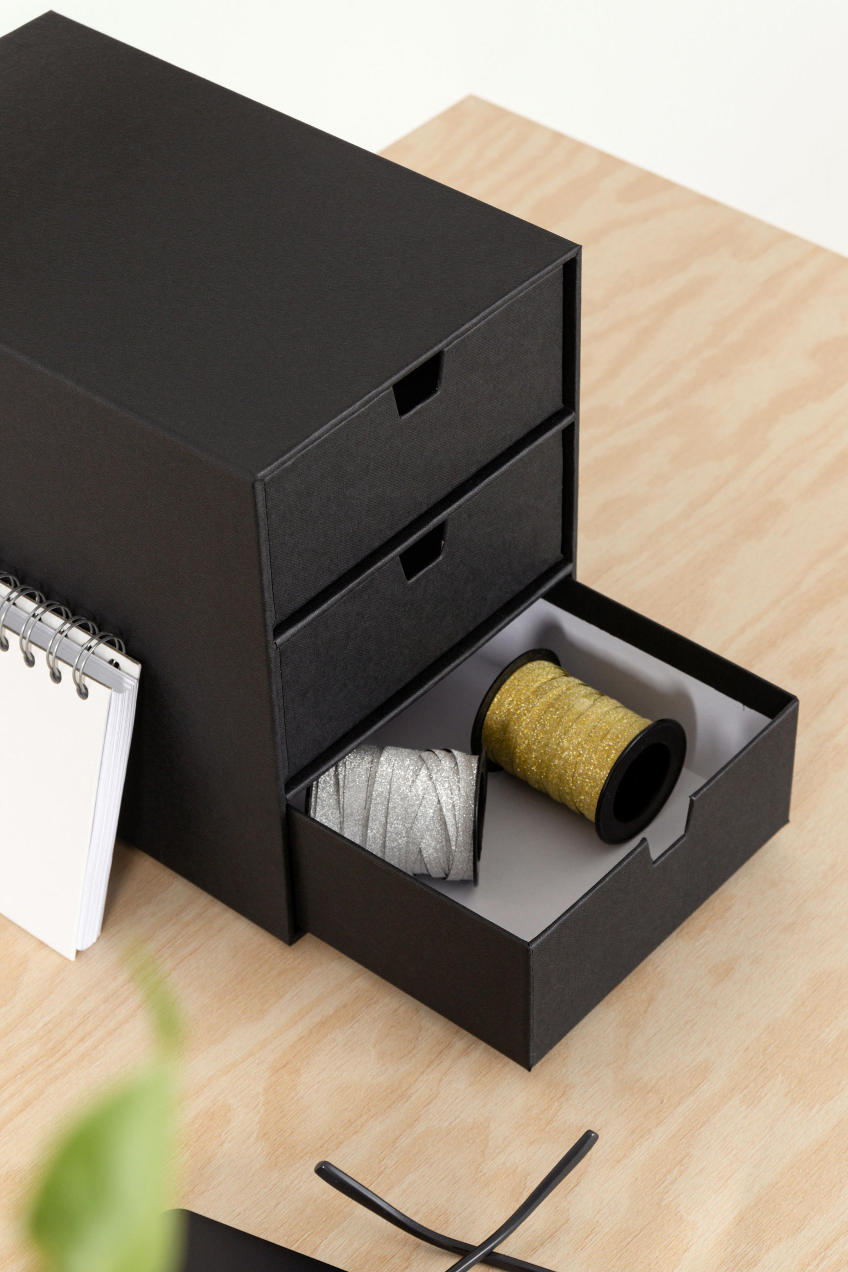 SCHUBLADENBOX    25/16/20.5 cm  - Schwarz, Basics, Karton/Papier (25/16/20.5cm)