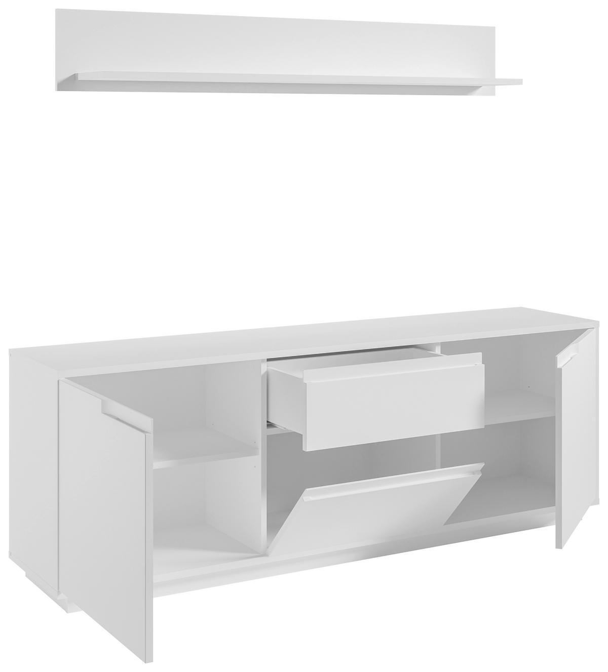 KOMODA POD TELEVIZI, bílá, 169/180/38 cm - bílá, Moderní, kompozitní dřevo (169/180/38cm) - Carryhome