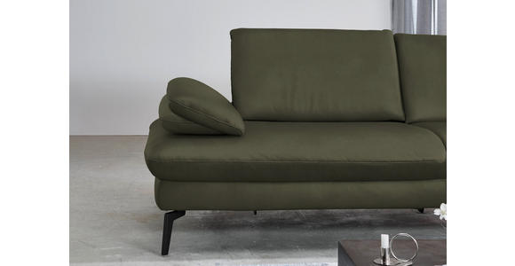 ECKSOFA in Echtleder Grau, Grün  - Schwarz/Grau, Design, Leder/Metall (325/157cm) - Dieter Knoll