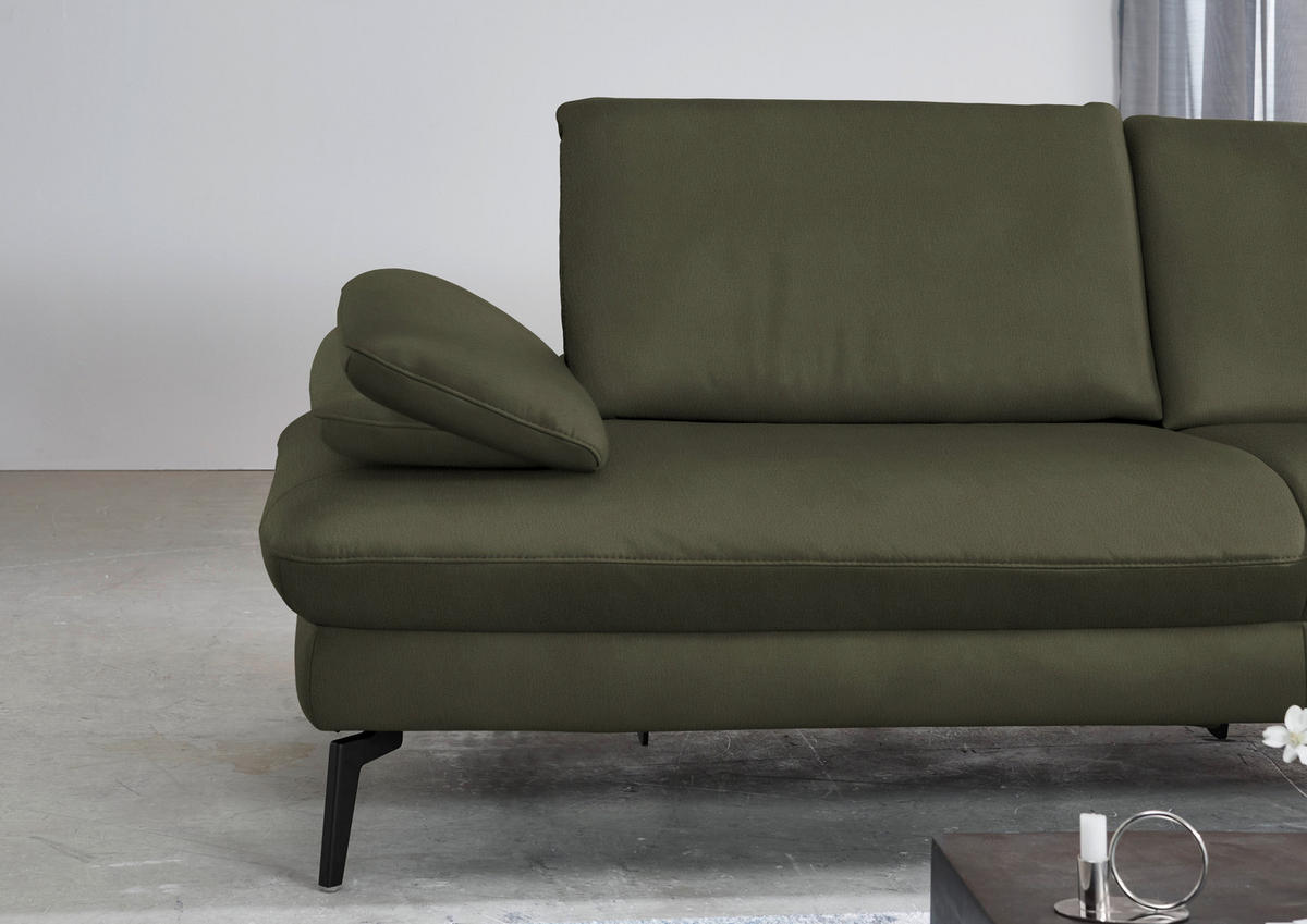 ECKSOFA in Echtleder Grau, Grün  325/157 cm  - Schwarz/Grau, Design, Leder/Metall (325/157cm) - Dieter Knoll