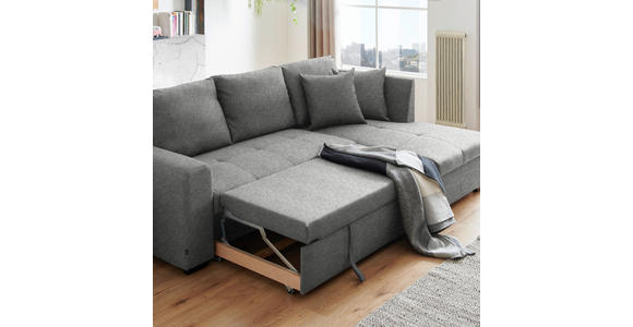 ECKSOFA in Webstoff Hellgrau  - Hellgrau/Schwarz, Design, Kunststoff/Textil (238/158cm) - Xora