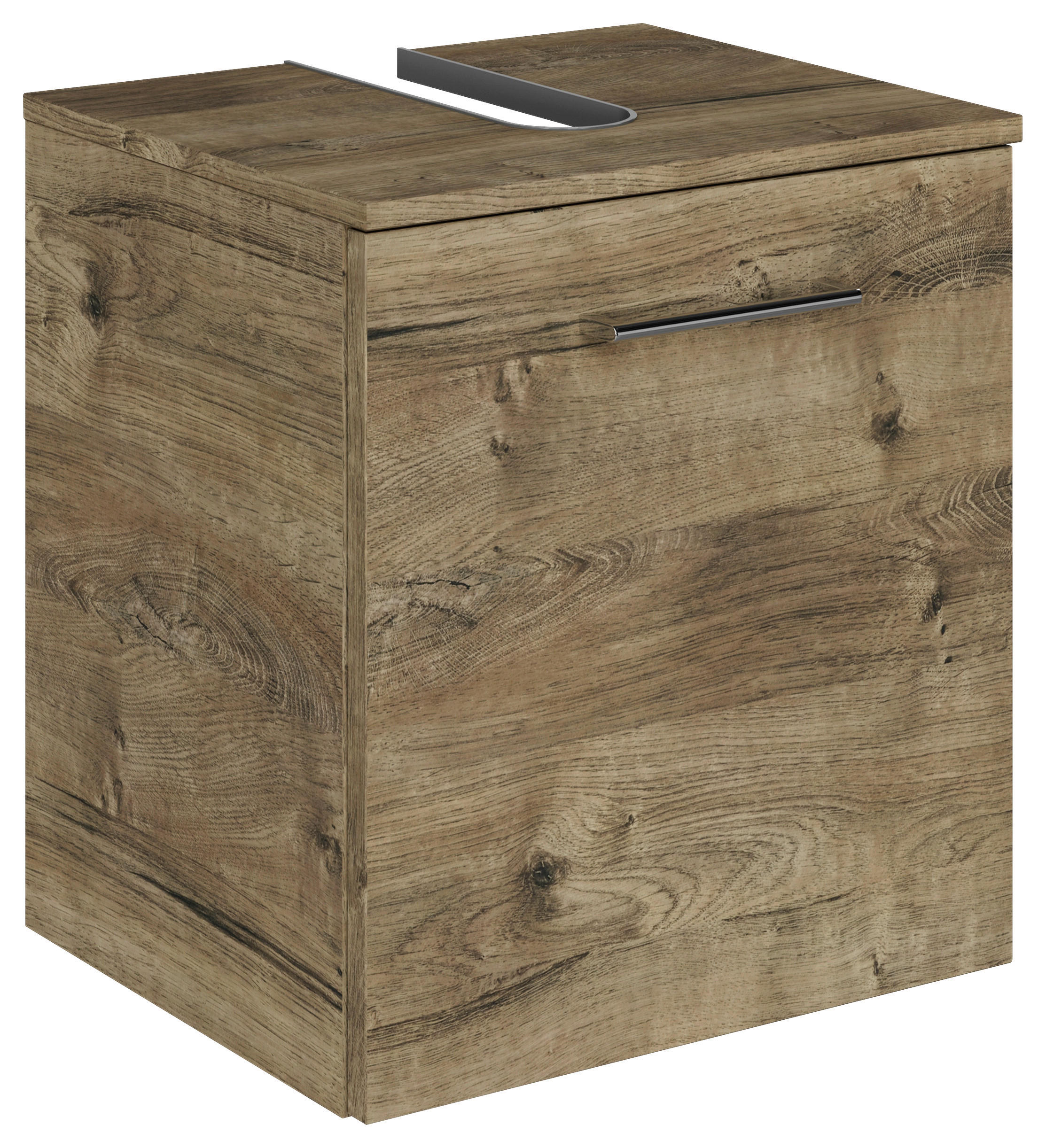 WASCHBECKENUNTERSCHRANK 45/49,8/38,3 cm  - Eiche dunkel/Chromfarben, KONVENTIONELL, Holzwerkstoff/Metall (45/49,8/38,3cm) - Sadena
