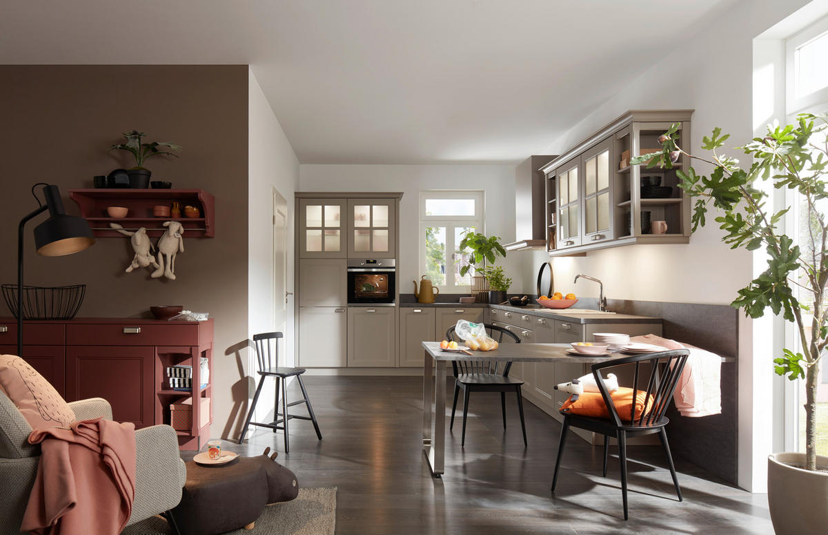 EINBAUKÜCHE   - Rot/Weiß, Design, Holzwerkstoff/Kunststoff - Dieter Knoll