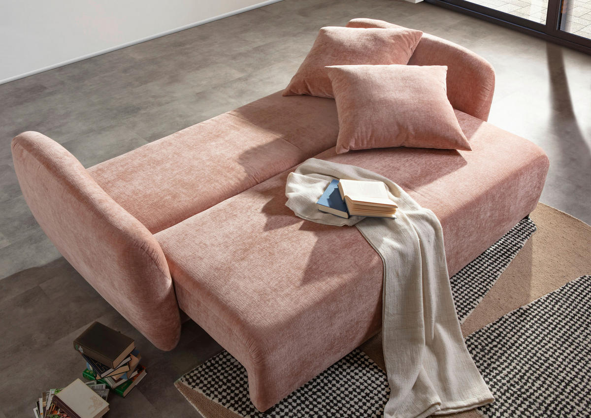 SCHLAFSOFA in Flachgewebe Altrosa  - Schwarz/Altrosa, Konventionell, Kunststoff/Textil (250/74/108cm) - Carryhome