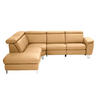 ECKSOFA in Echtleder Cognac  - Cognac/Alufarben, Design, Leder/Metall (239/271cm) - Cantus