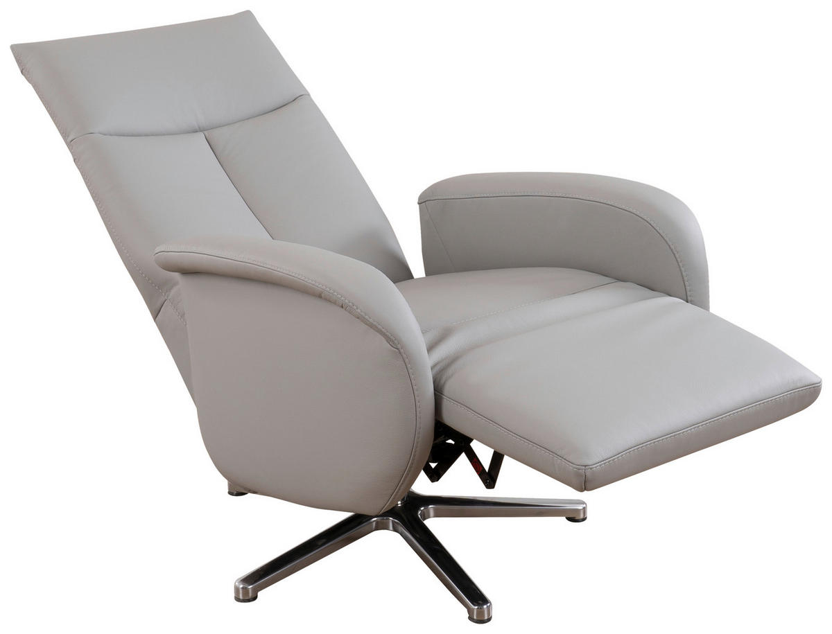 DREHSTUHL  in Hellgrau  - Chromfarben/Hellgrau, Konventionell, Leder/Metall (75/112/82cm) - Sit & More