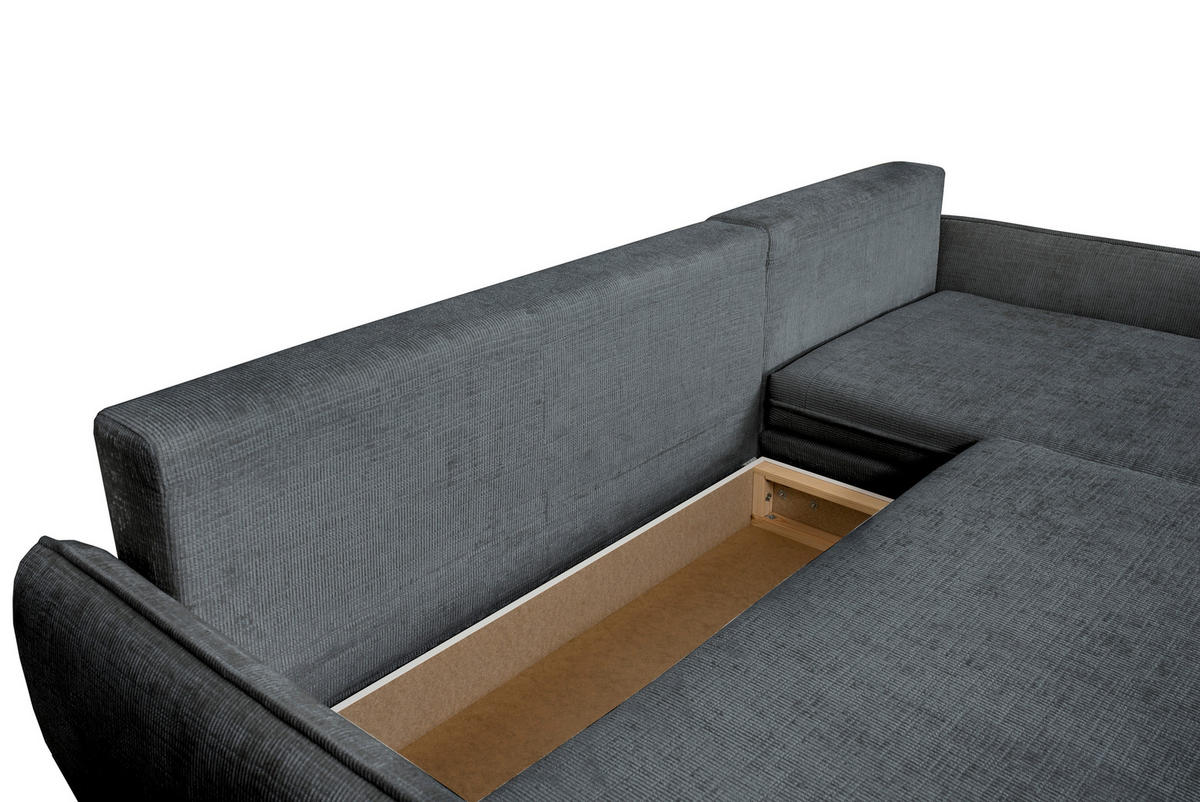 ECKSOFA Graphitfarben Chenille  - Buchefarben/Graphitfarben, KONVENTIONELL, Holz/Textil (244/163cm) - Carryhome