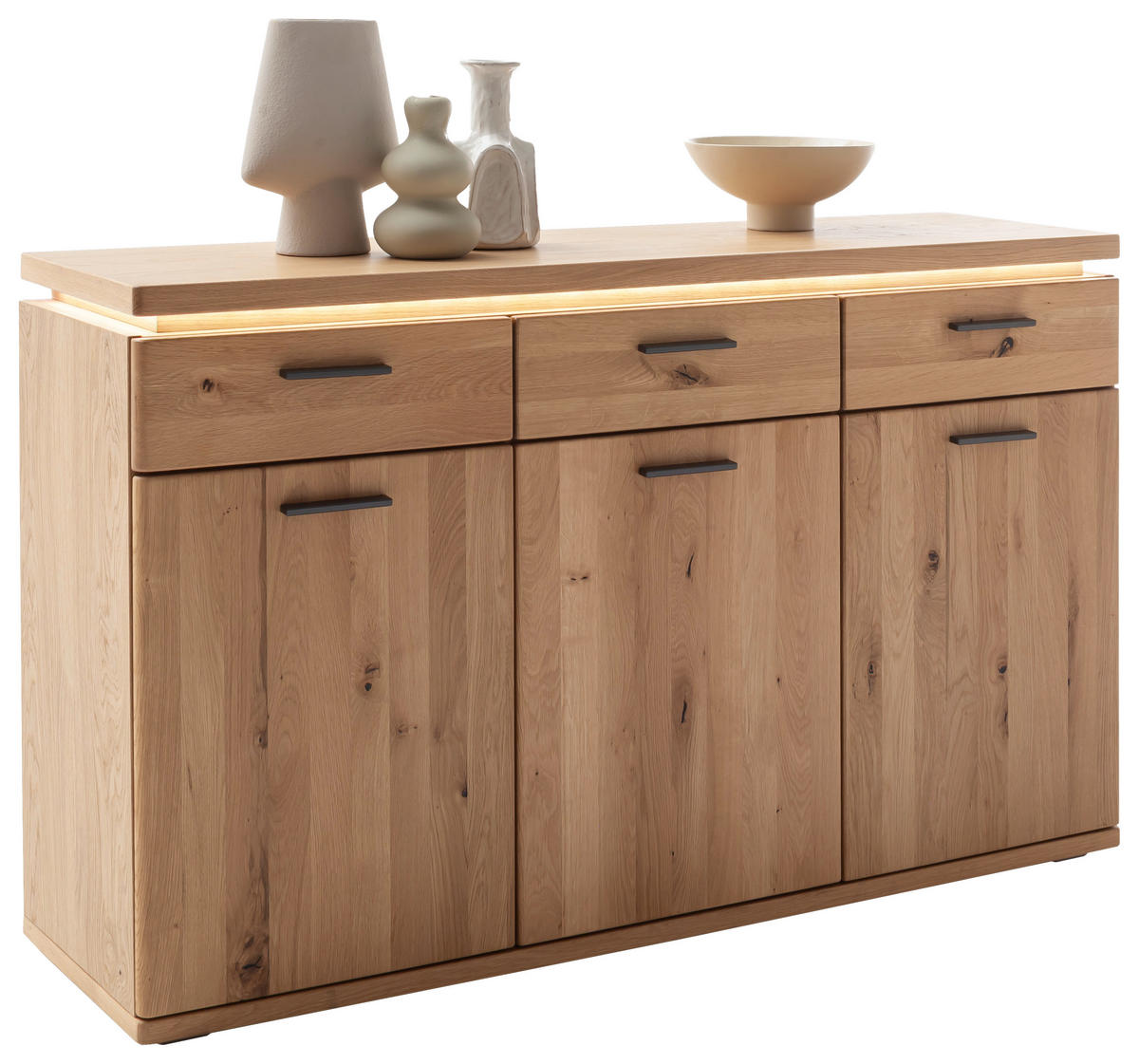 SIDEBOARD  in 149/91/42 cm  - Eiche Bianco/Schwarz, Natur, Holz/Holzwerkstoff (149/91/42cm) - Linea Natura