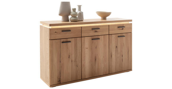 SIDEBOARD  in 149/91/42 cm  - Eiche Bianco/Schwarz, Natur, Holz/Holzwerkstoff (149/91/42cm) - Linea Natura