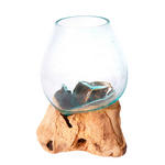 VASE 30 cm  - Klar/Transparent, Natur, Glas/Holz (20/30cm) - Ambia Home