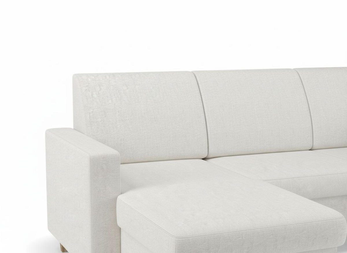 WOHNLANDSCHAFT Bouclé Creme  - Buchefarben/Creme, Design, Holz/Holzwerkstoff (310/160/145cm) - MID.YOU