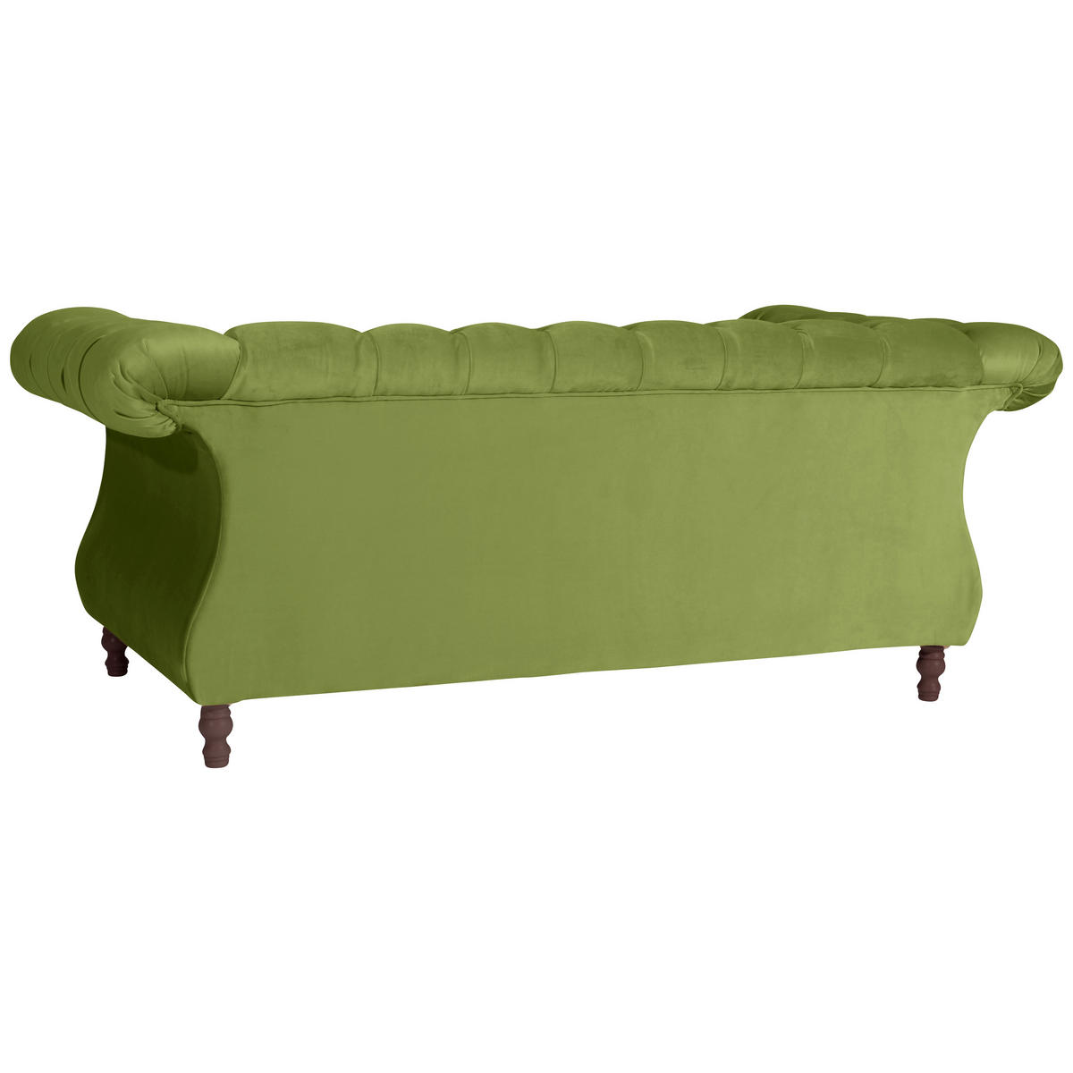 CHESTERFIELD-ZWEISITZER-SOFA  in Velours Olivgrün  - Nussbaumfarben/Olivgrün, Design, Holz/Textil (200/80/100cm) - Max Winzer