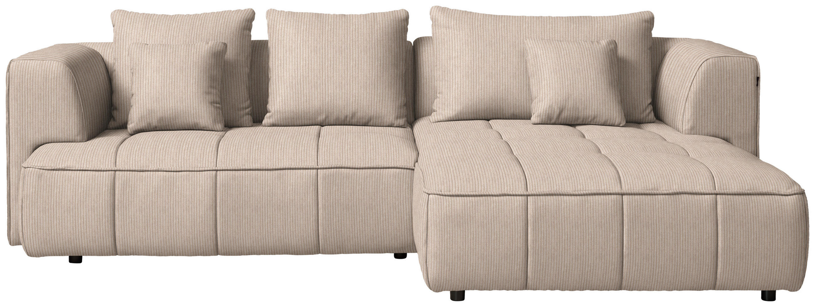 ECKSOFA  in Feincord Beige  288/188 cm  - Beige/Schwarz, Design, Kunststoff/Textil (288/188cm) - Welnova
