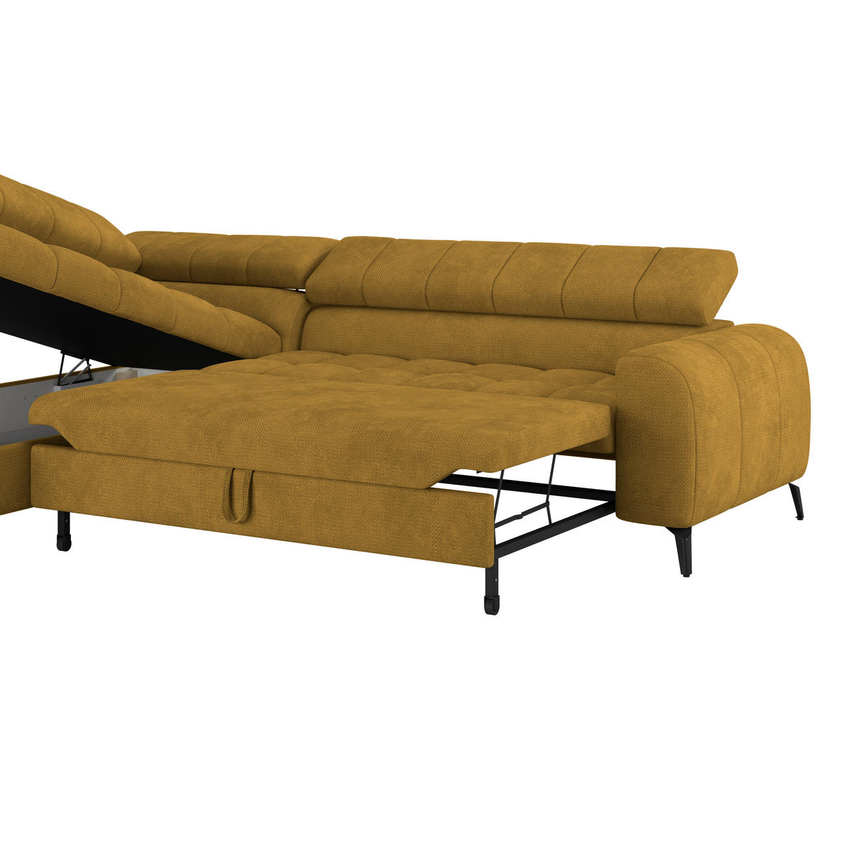 ECKSOFA in Terracotta  - Terracotta/Schwarz, Trend, Kunststoff/Textil (203/261cm) - Livetastic