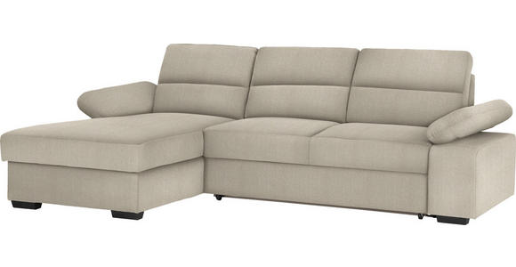 ECKSOFA in Webstoff Beige  - Dunkelbraun/Beige, KONVENTIONELL, Kunststoff/Textil (166/258cm) - Cantus