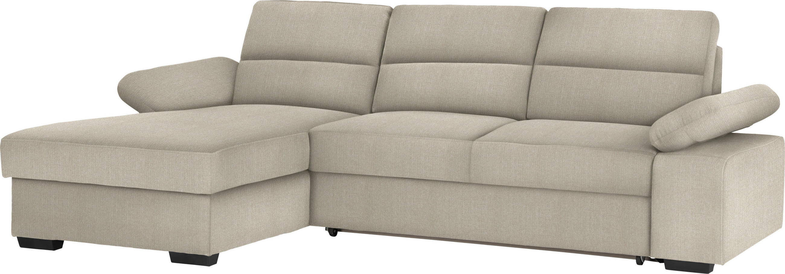 Thumbnail - Cantus Ecksofa, Beige, Textil, Uni, 3-Sitzer, Ottomane links, L-Form, 258x166 cm, Typenauswahl, Stoffauswahl, seitenverk...