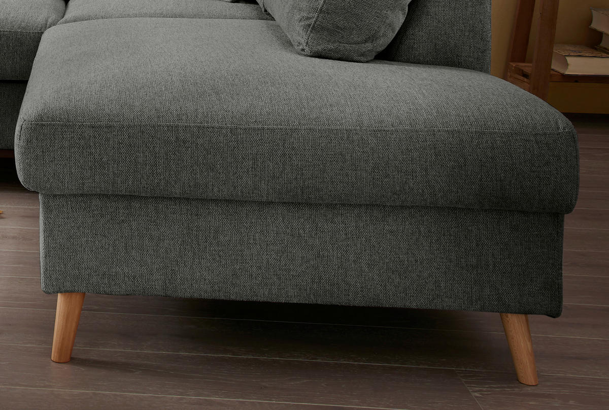 ECKSOFA in Struktur Anthrazit  - Anthrazit/Naturfarben, Konventionell, Holz/Textil (230/200cm) - P & B