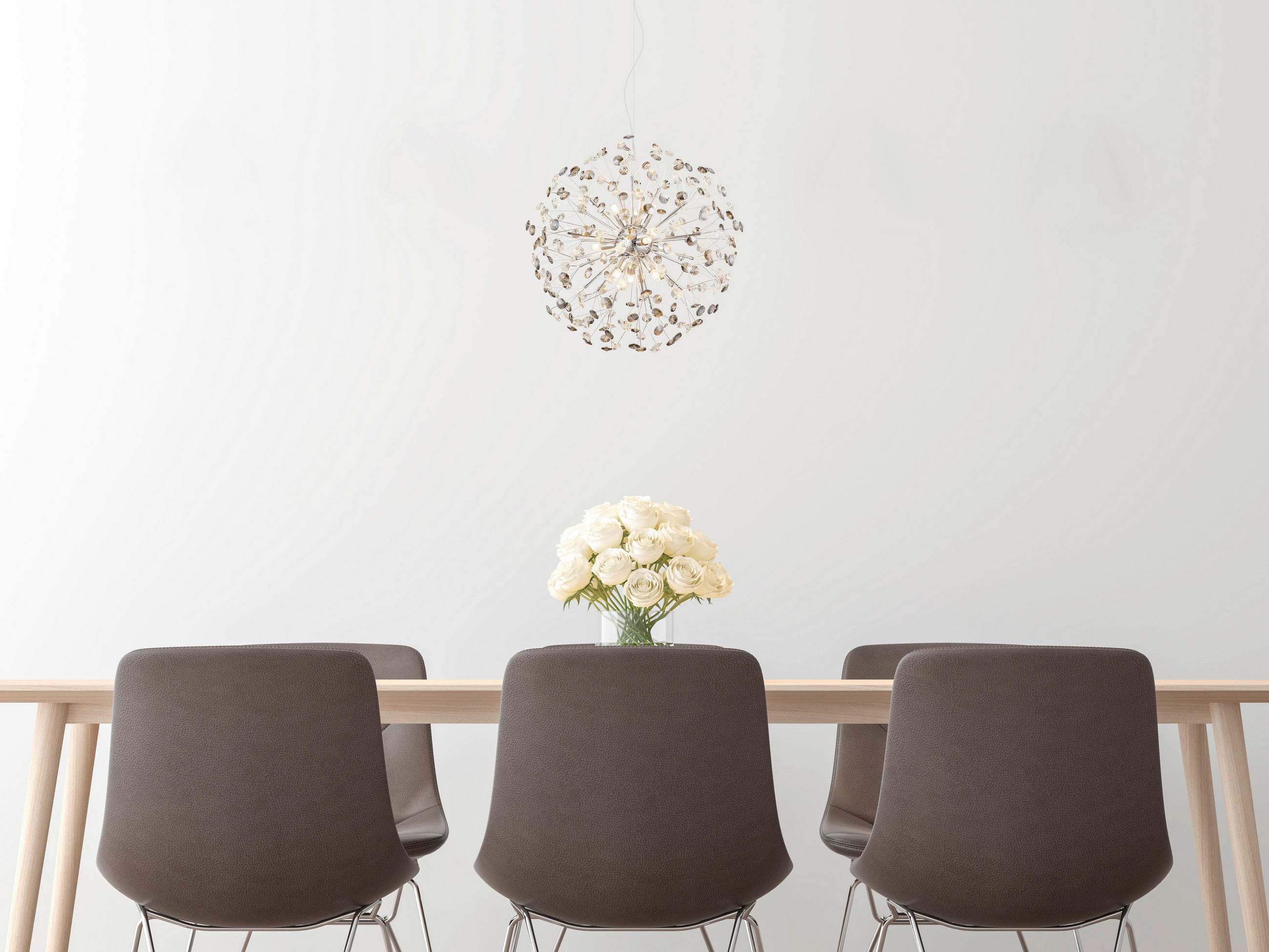 KRISTALL-HÄNGELEUCHTE 60/150 cm   - Klar/Chromfarben, LIFESTYLE, Glas/Kunststoff (60/150cm) - Globo
