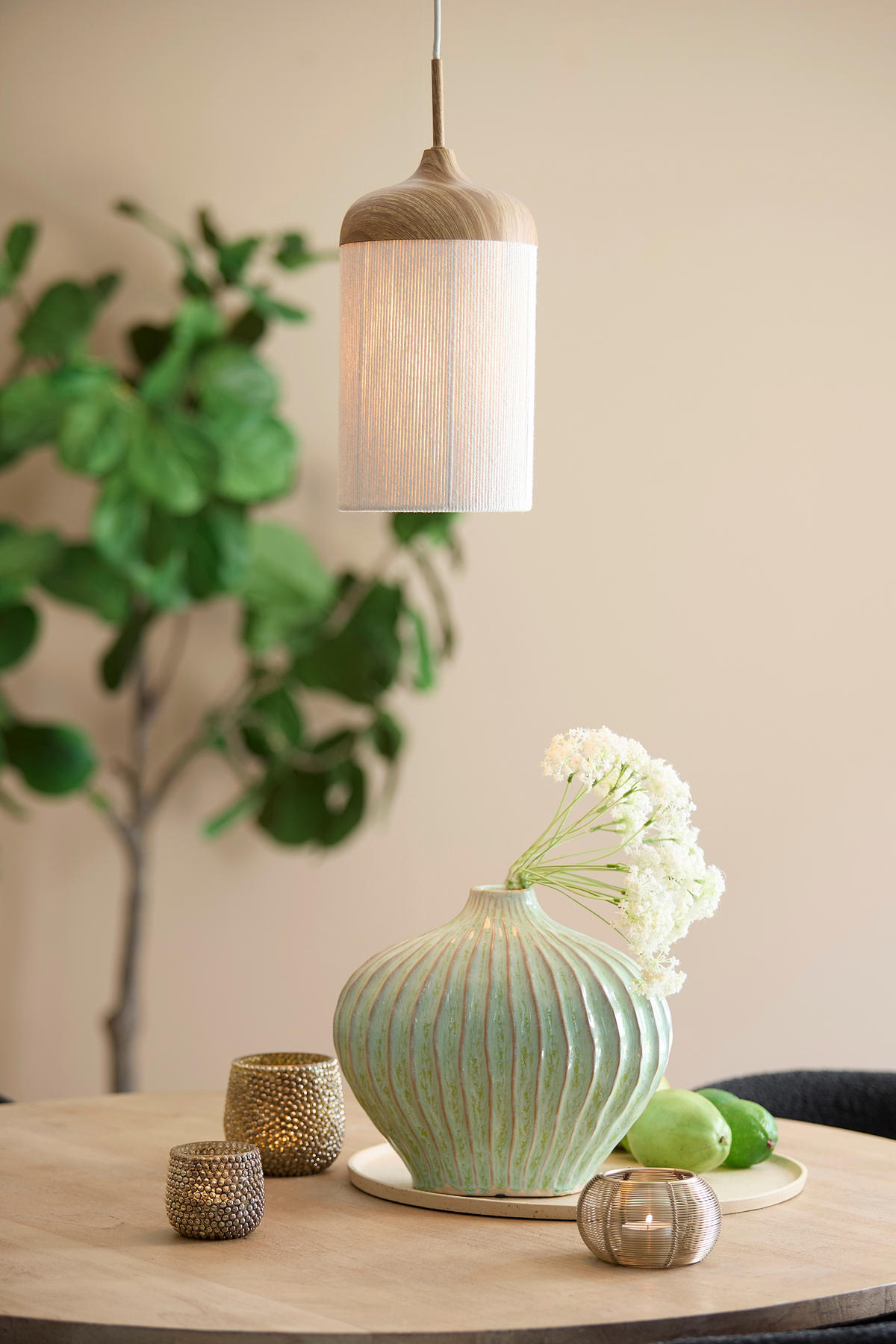 HÄNGELEUCHTE Dania 16/31/31 cm   - Creme, Design, Kunststoff/Textil (16/31/31cm) - Light & Living