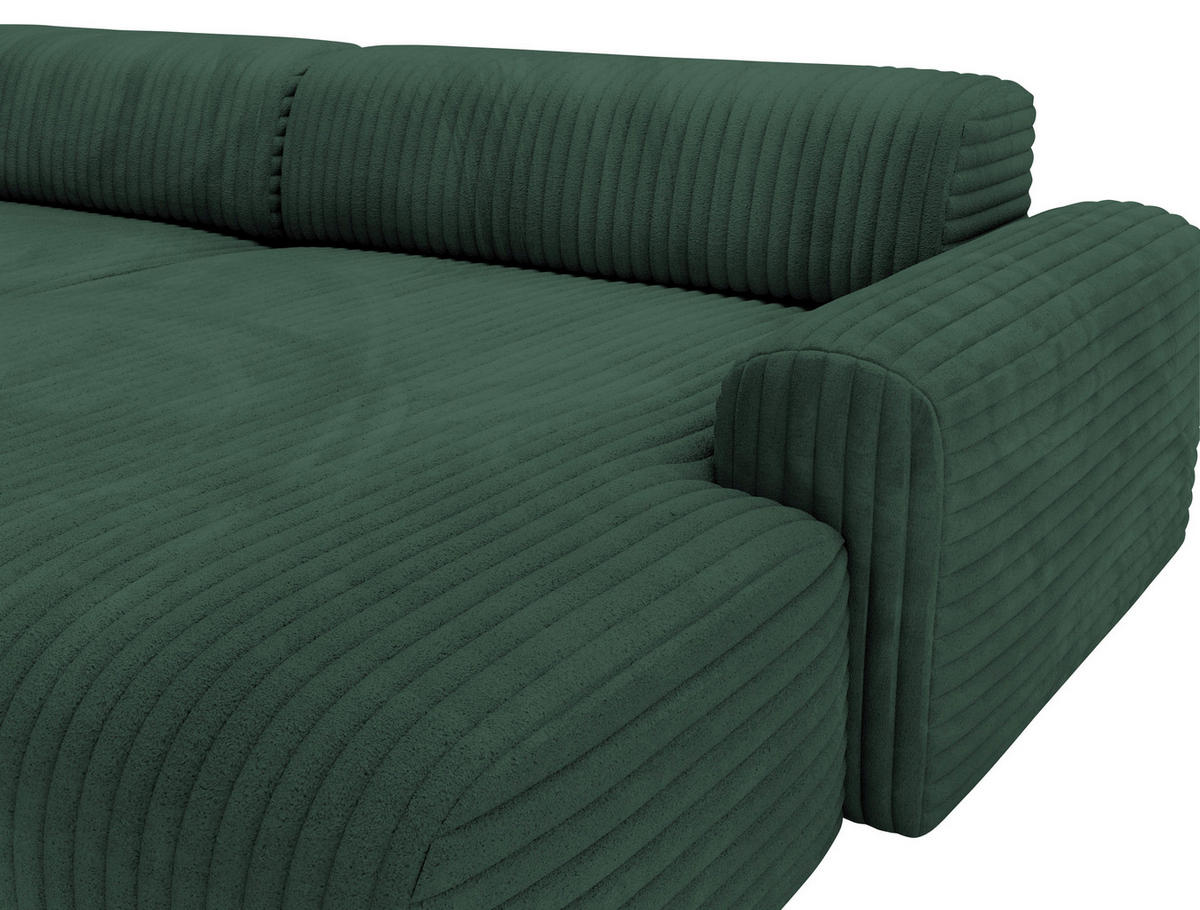ECKSOFA in Cord Waldgrün  - Waldgrün/Schwarz, Design, Kunststoff/Textil (292/178cm) - Livetastic