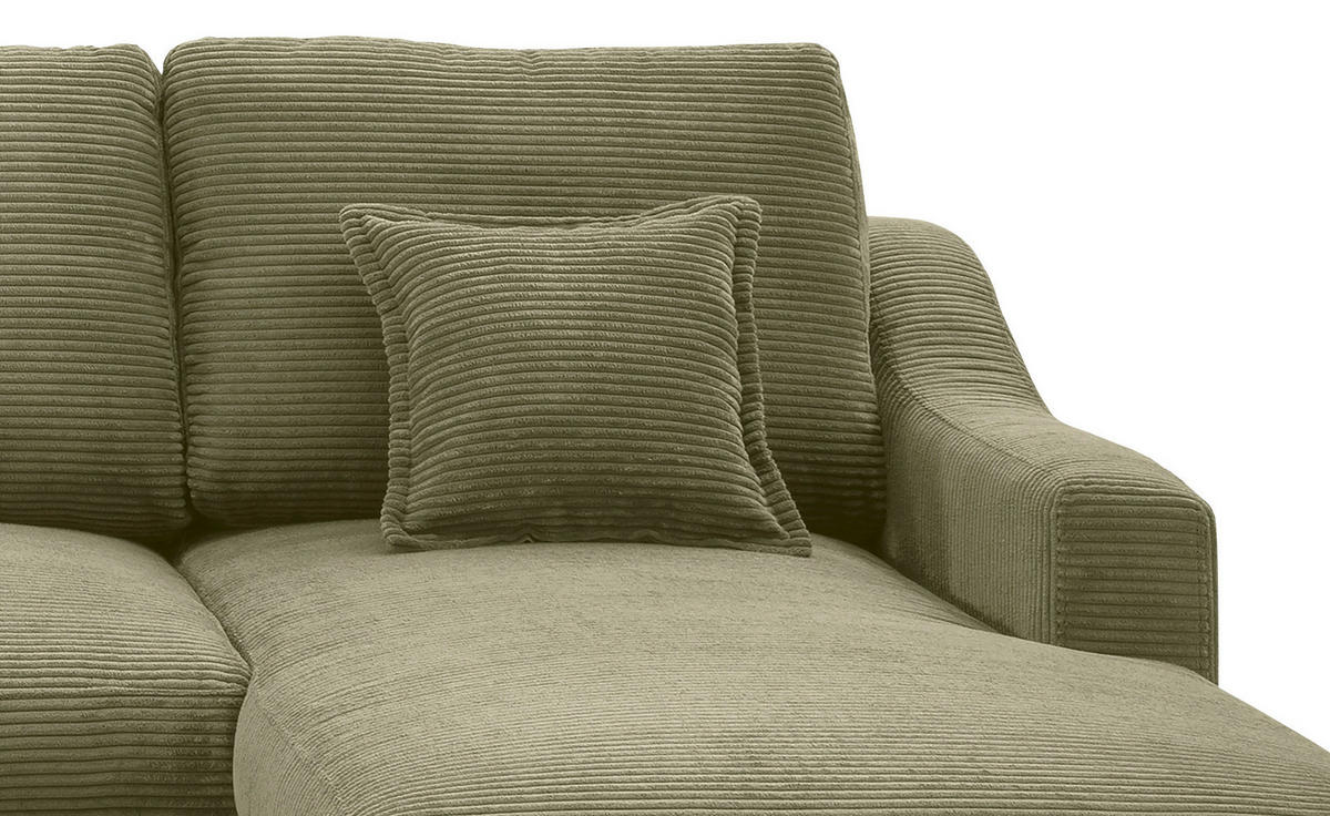 WOHNLANDSCHAFT Olivgrün Cord  - Naturfarben/Olivgrün, KONVENTIONELL, Holz/Textil (200/301/150cm) - P & B