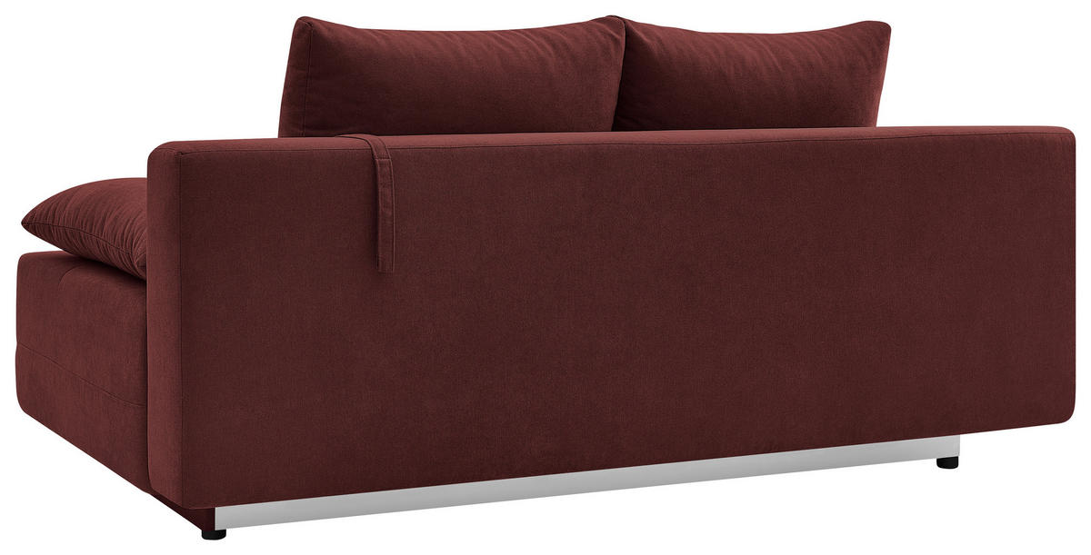 SCHLAFSOFA LUMOS Samt Bordeaux  inkl. Rückenkissen, Armlehnenkissen, Schlaffunktion, Rücken echt, Stauraum  - Bordeaux/Naturfarben, Design, Textil (206/96/96cm) - P & B