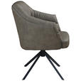 ARMLEHNSTUHL  Sitzfläche 360° drehbar, automatische Rückholfunktion  Echtleder  Braun  - Schwarz/Braun, Design, Leder/Metall (70/89/65,5cm) - Novel
