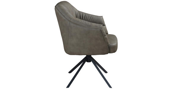 ARMLEHNSTUHL  Sitzfläche 360° drehbar, automatische Rückholfunktion  Echtleder  Braun  - Schwarz/Braun, Design, Leder/Metall (70/89/65,5cm) - Novel