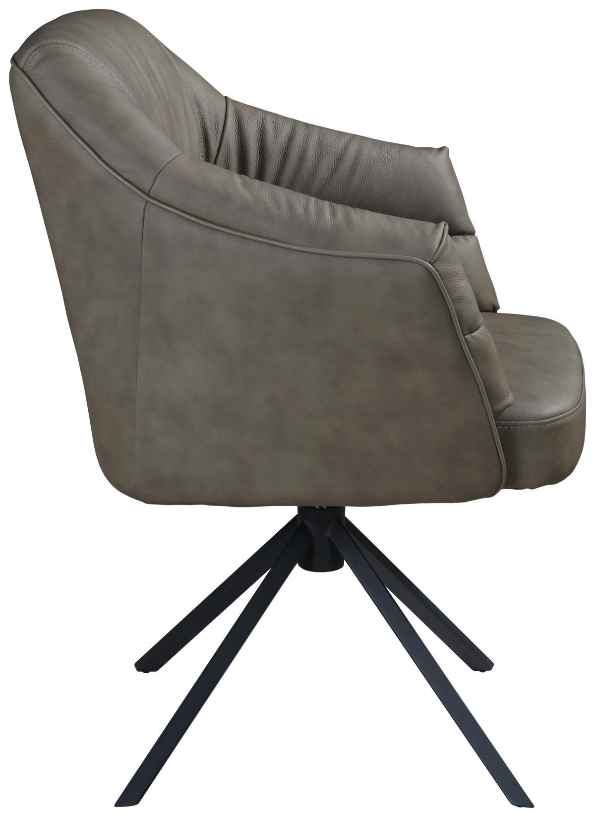 ARMLEHNSTUHL  Sitzfläche 360° drehbar, automatische Rückholfunktion  Echtleder  Braun  - Schwarz/Braun, Design, Leder/Metall (70/89/65,5cm) - Novel