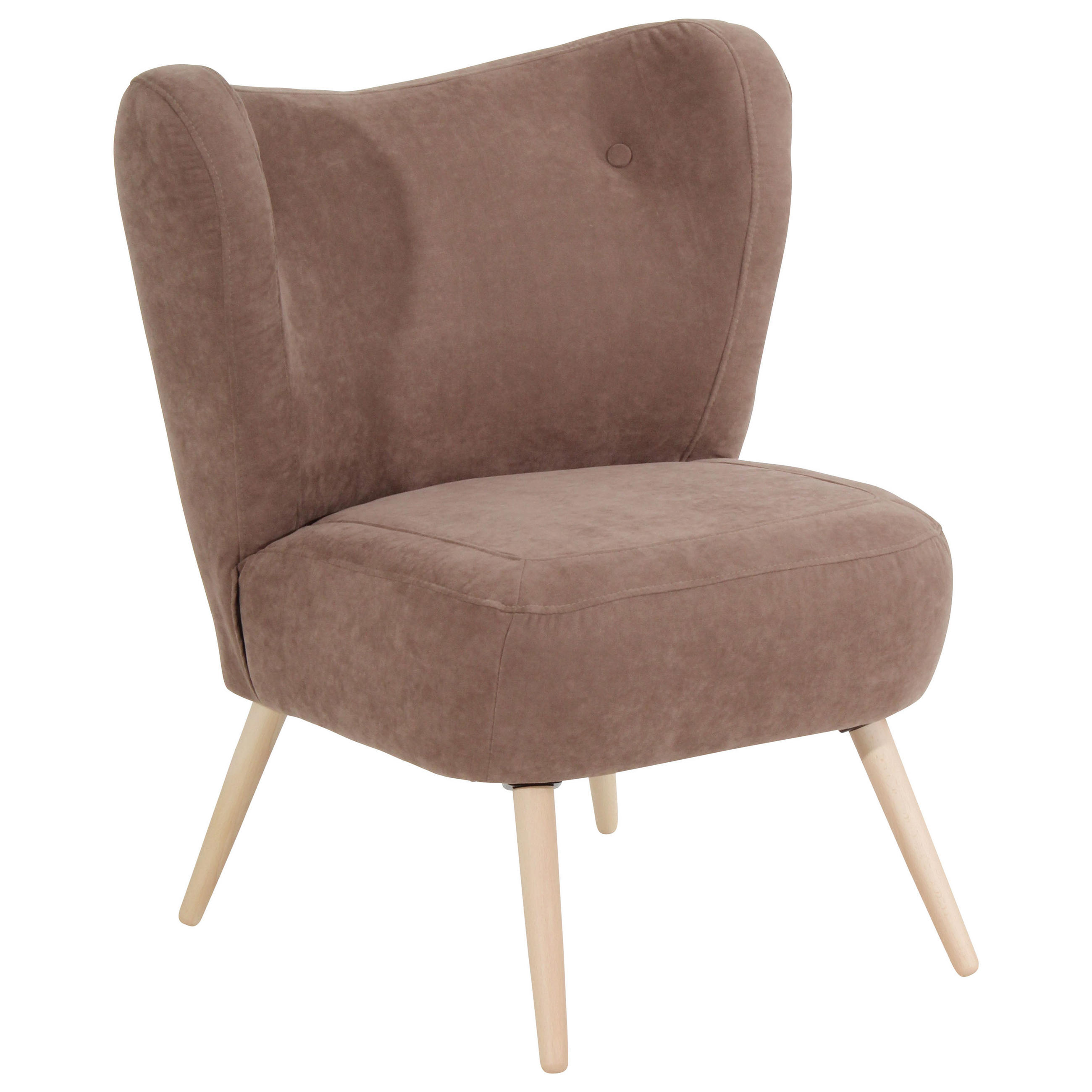 SESSEL Velours Hellbraun    - Hellbraun/Naturfarben, Design, Holz/Holzwerkstoff (70/86/69cm) - Max Winzer