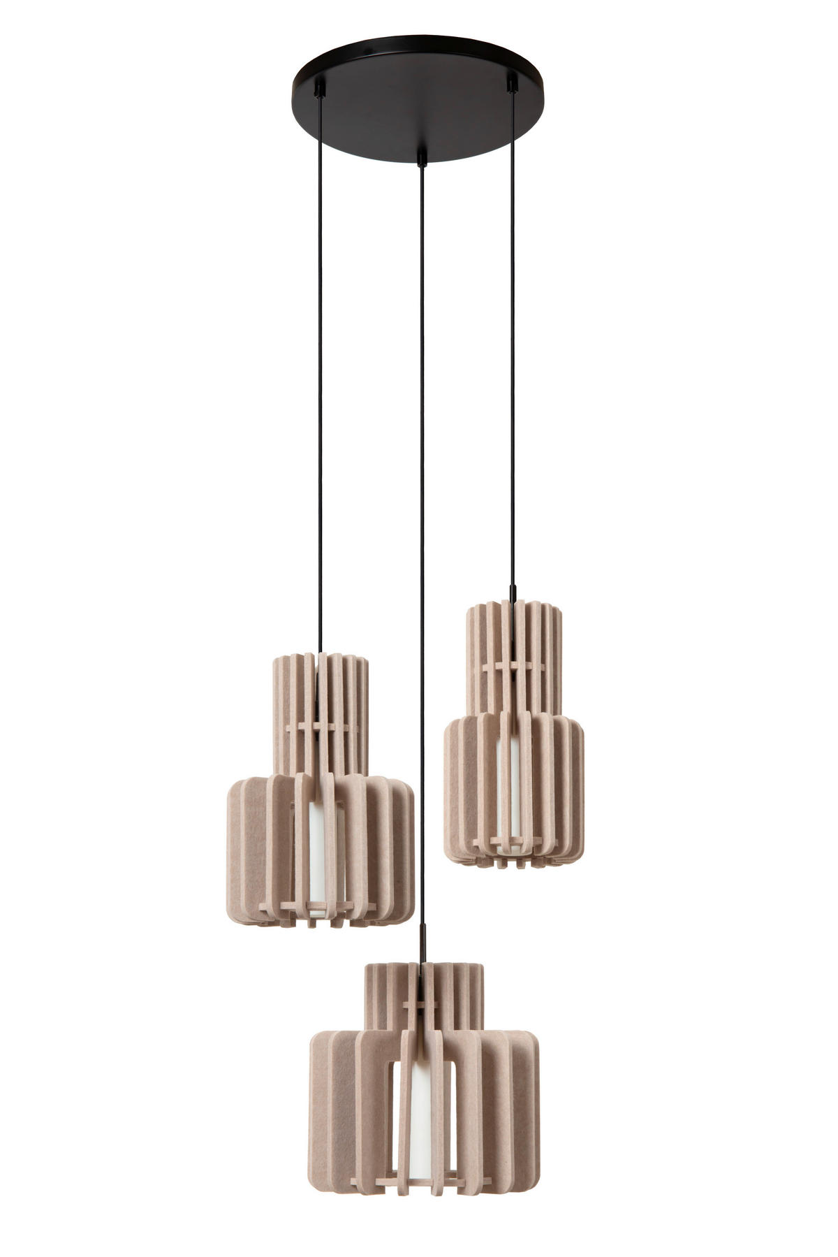 HÄNGELEUCHTE ROLLO 50/50/150 cm   - Braun/Weiß, Design, Textil (50/50/150cm) - Lucide